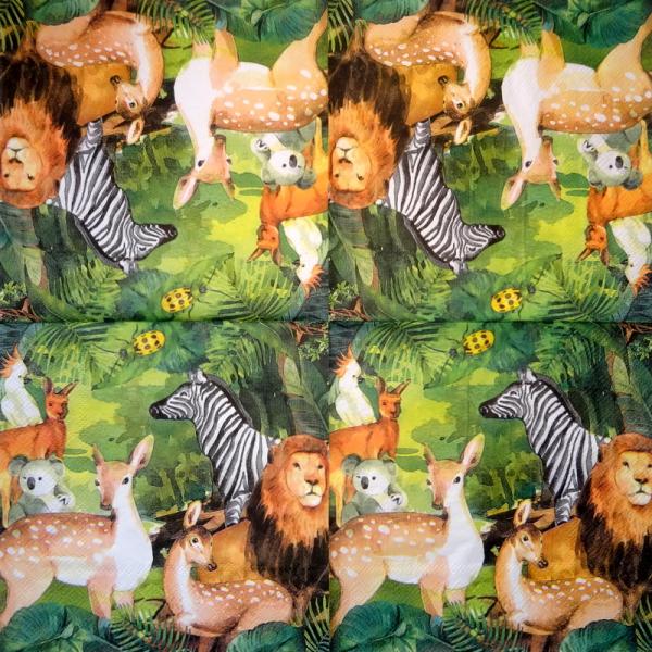 154 Tiere Afrika: Diverse - 4-lagig - Paper Design - Taschentuch